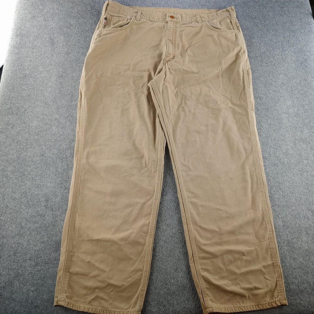 Carhartt FR Flame Resistant Work Pants Mens 42x32 Khaki Tan Canvas CAT 2